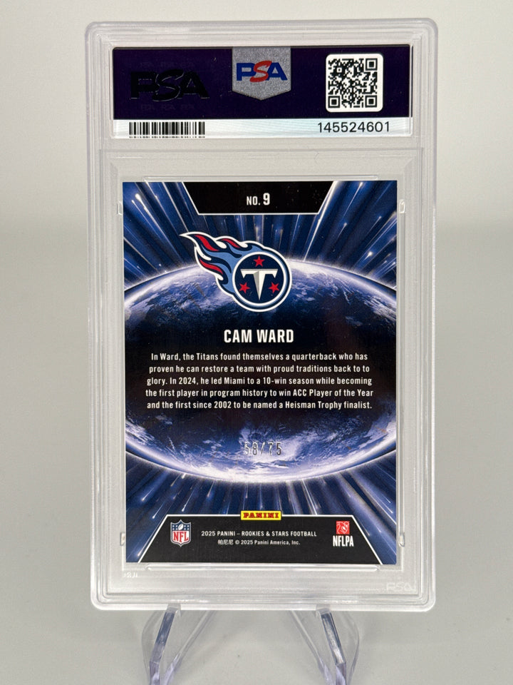 Cam Ward 2025 Panini Rookies & Stars Stellar Rookies Pink, 58/75, PSA 10 Gem Mint