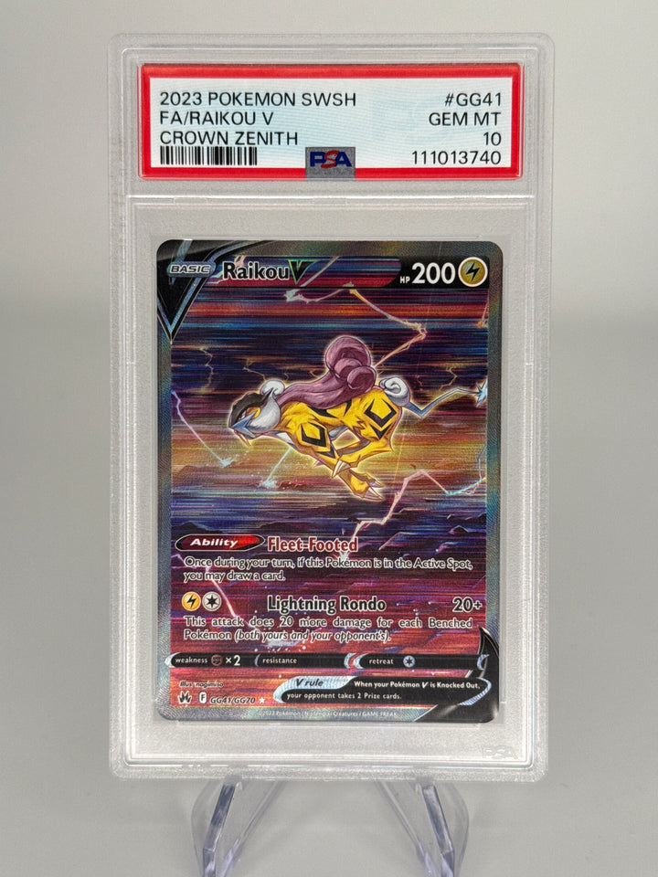 Pokemon TCG 2023 Raikou V Crown Zenith Galarian Gallery Rare Holofoil, GG41/GG70, PSA 10 Gem Mint