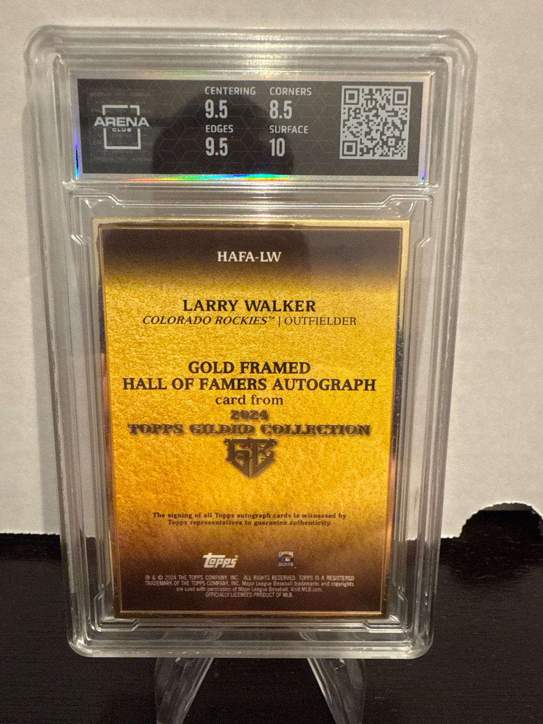 Larry Walker 2024 Topps Gilded Collection Gold Frame Auto, 16/50, Arena Club Mint 9