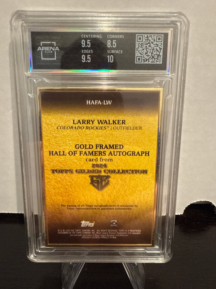 Larry Walker 2024 Topps Gilded Collection Gold Frame Auto, 16/50, Arena Club Mint 9