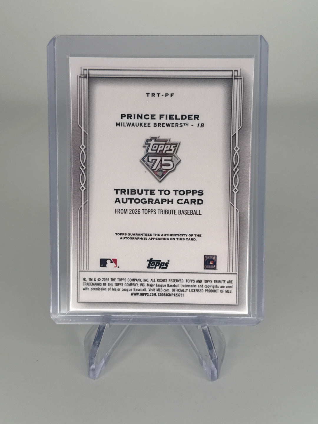 Prince Fielder 2026 Topps Tribute Tribute To Topps Auto, 085/149