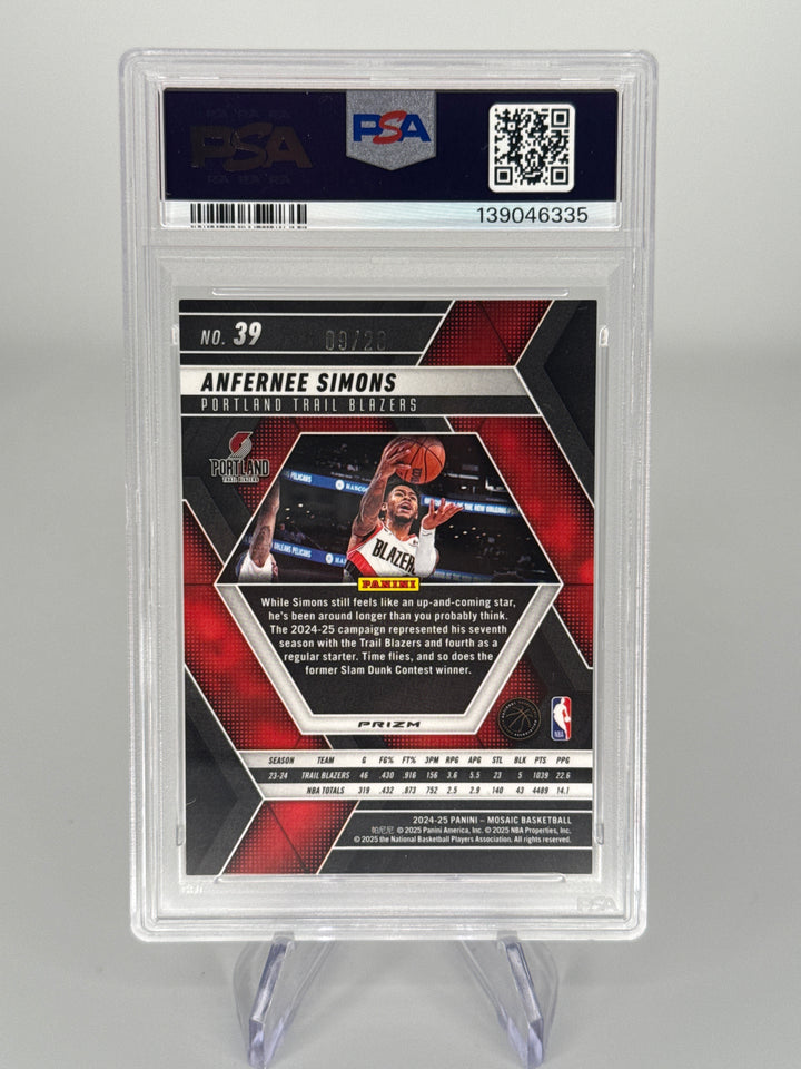 Anfernee Simons 2024 Panini Mosaic Cherry Blossom Choice, 09/20, PSA 9 Mint
