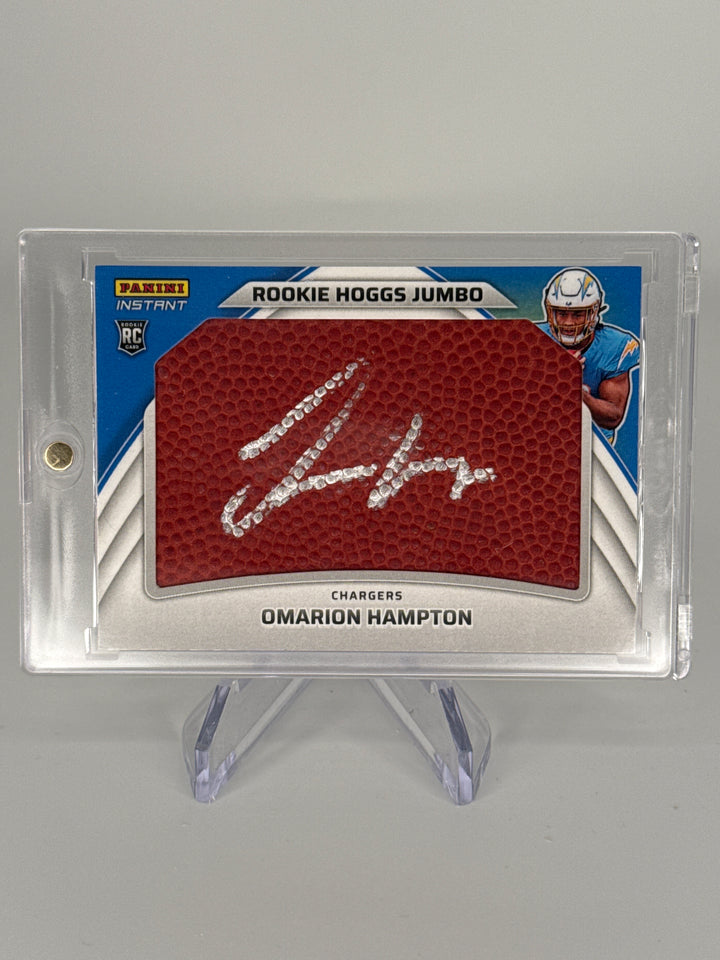 Omarion Hampton 2025 Panini Instant Rookie Hoggs Jumbo Relic Auto, 1/10