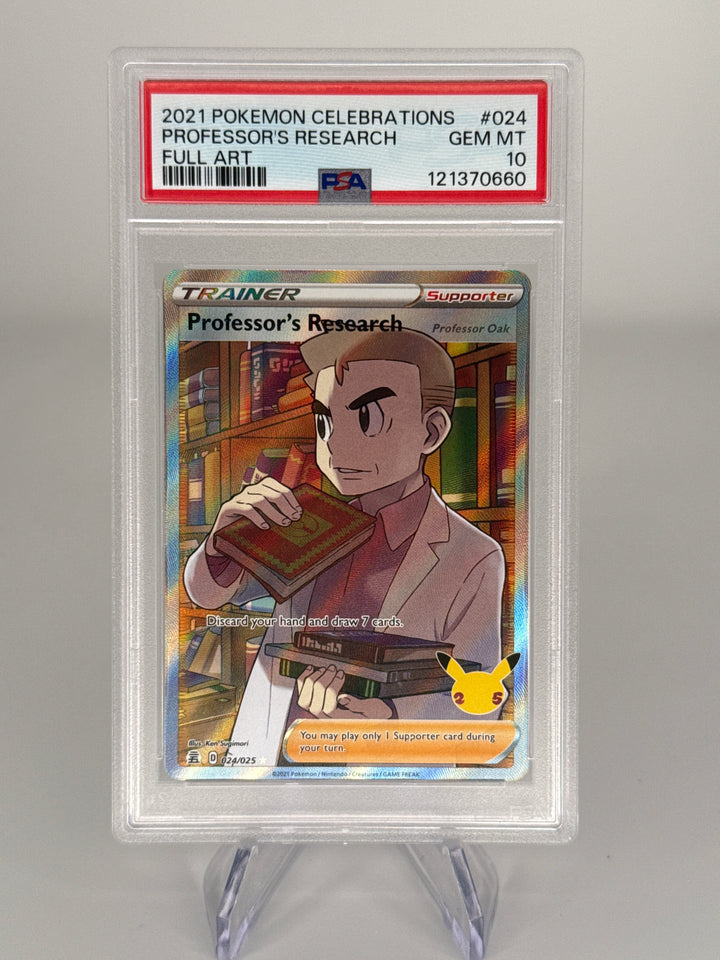 Pokemon TCG 2021 Professor's Research Celebrations Collection Full Art Trainer, 024/025, PSA 10 Gem Mint