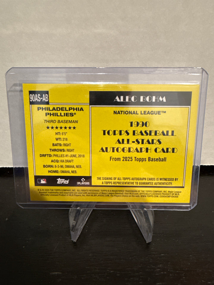 Alec Bohm 2025 Topps Series One 1990 35th Anniversary Auto