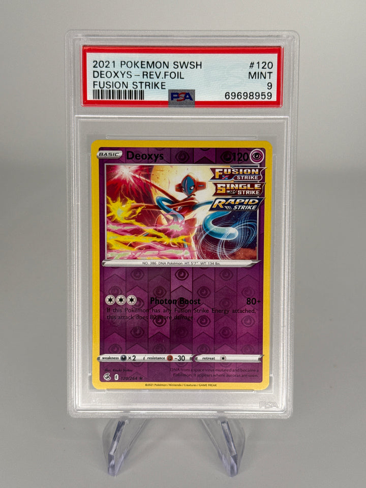 Pokemon TCG 2021 Deoxys Fusion Strike Reverse Foil, 120/264, PSA 9 Mint
