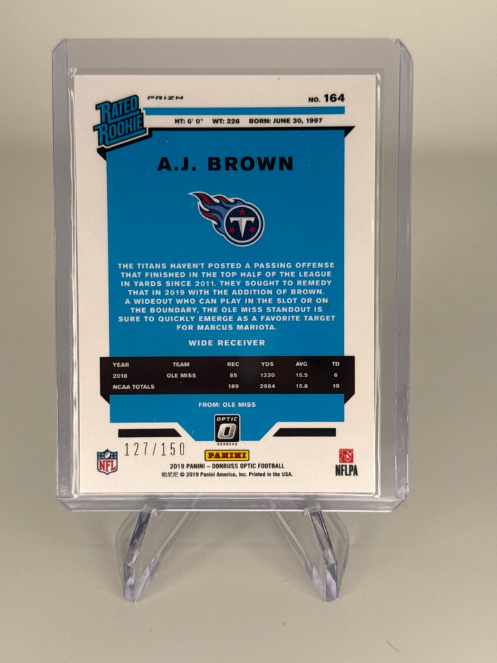 AJ Brown 2019 Panini Donruss Optic Blue Prizm Rookie, 127/150