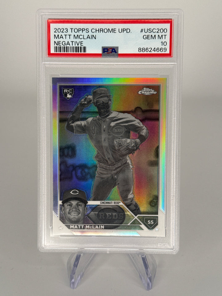 Matt Mclain 2023 Topps Chrome Update Negative Refractor Rookie, PSA 10 Gem Mint