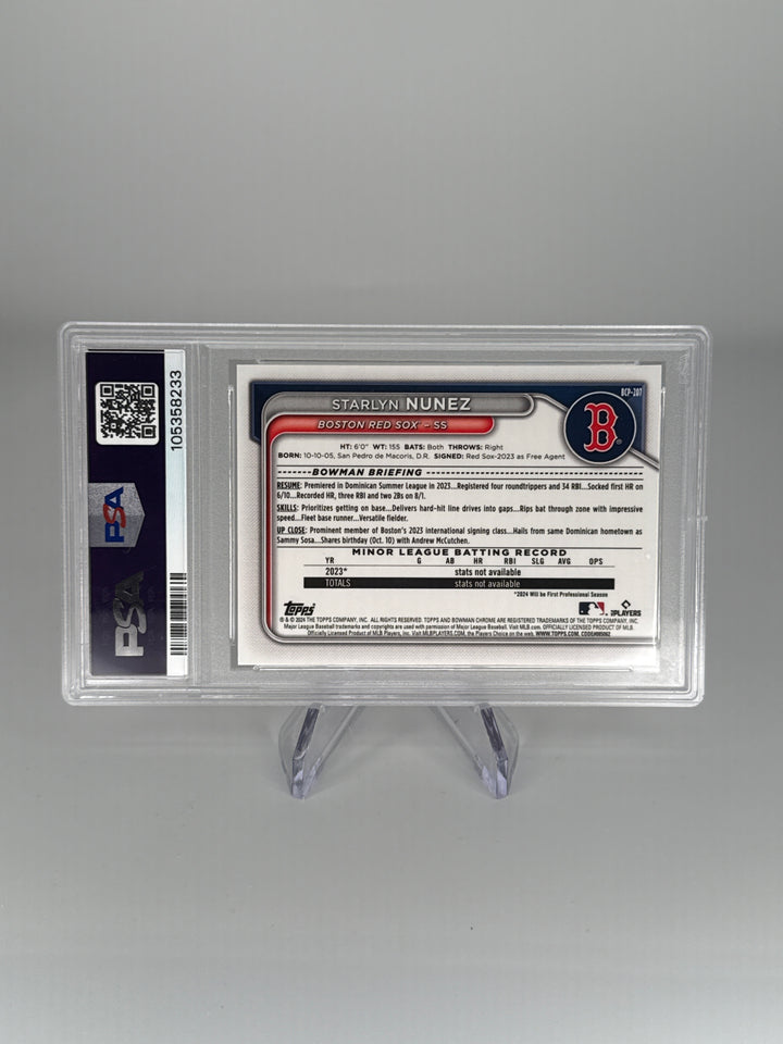 Starlyn Nunez 2024 Bowman Chrome Sapphire 1st Yellow Refractor, 40/75, PSA 10 Gem Mint