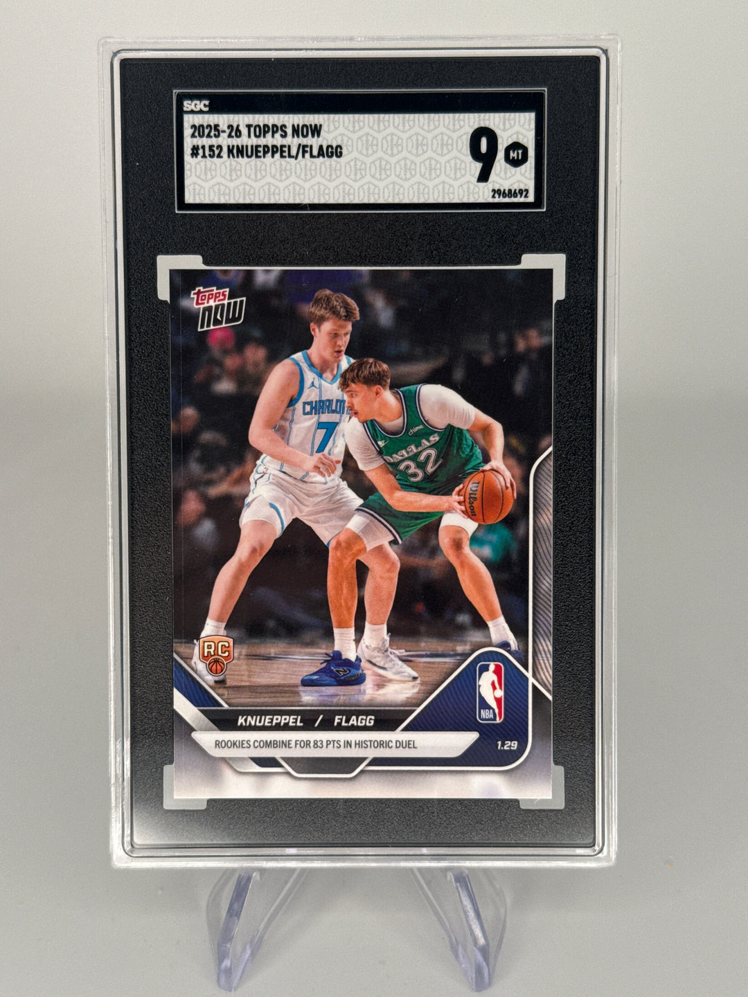Kon Knueppel/Cooper Flagg 2025-2026 Topps Now Rookie, SGC 9 Mint