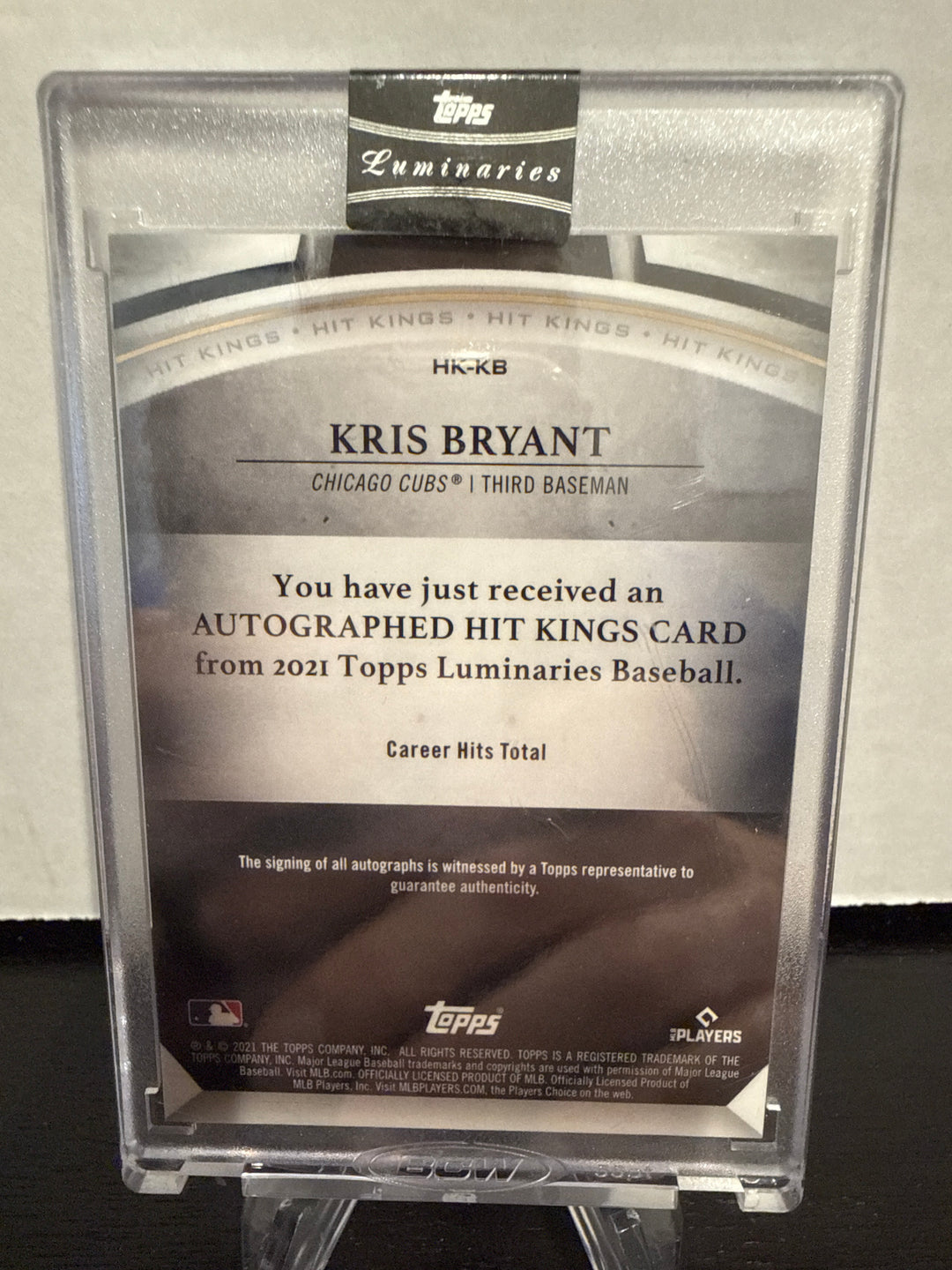 Kris Bryant 2021 Topps Luminaries Hit Kings Auto, 09/10