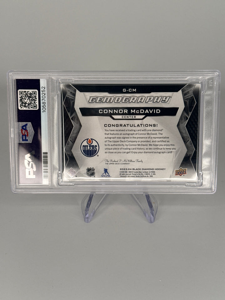 Connor McDavid 2023 Upper Deck Black Diamond Gemography Diamond Auto, 22/25, PSA 10 Gem Mint Auto