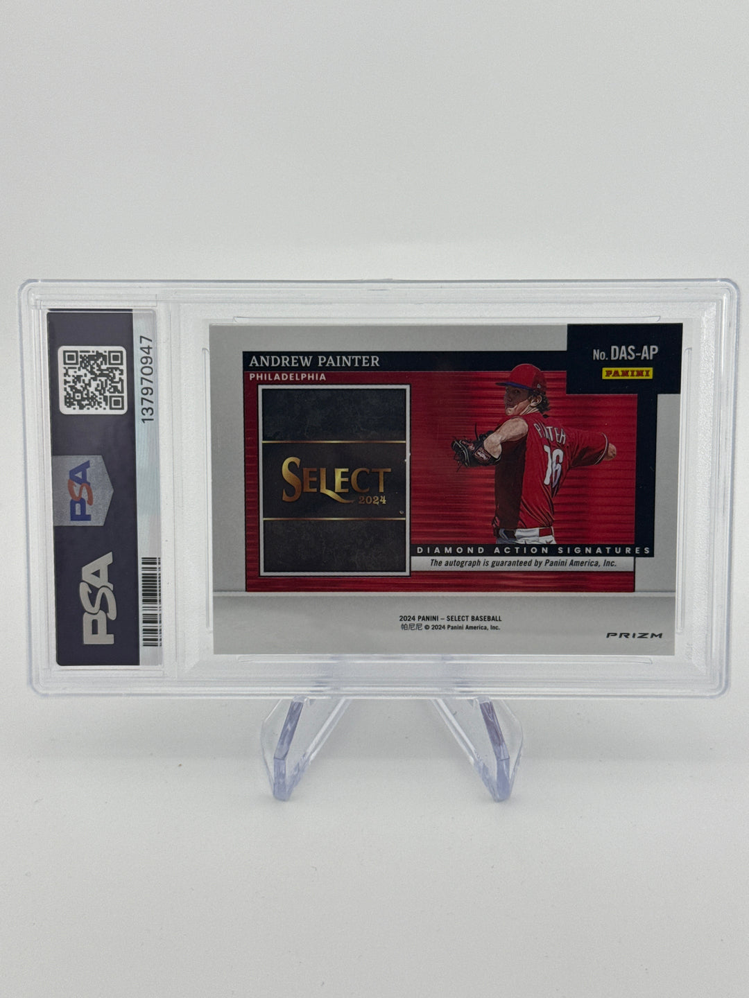 Andrew Painter 2024 Panini Select Diamond Action Silver Auto, PSA 10 Gem Mint
