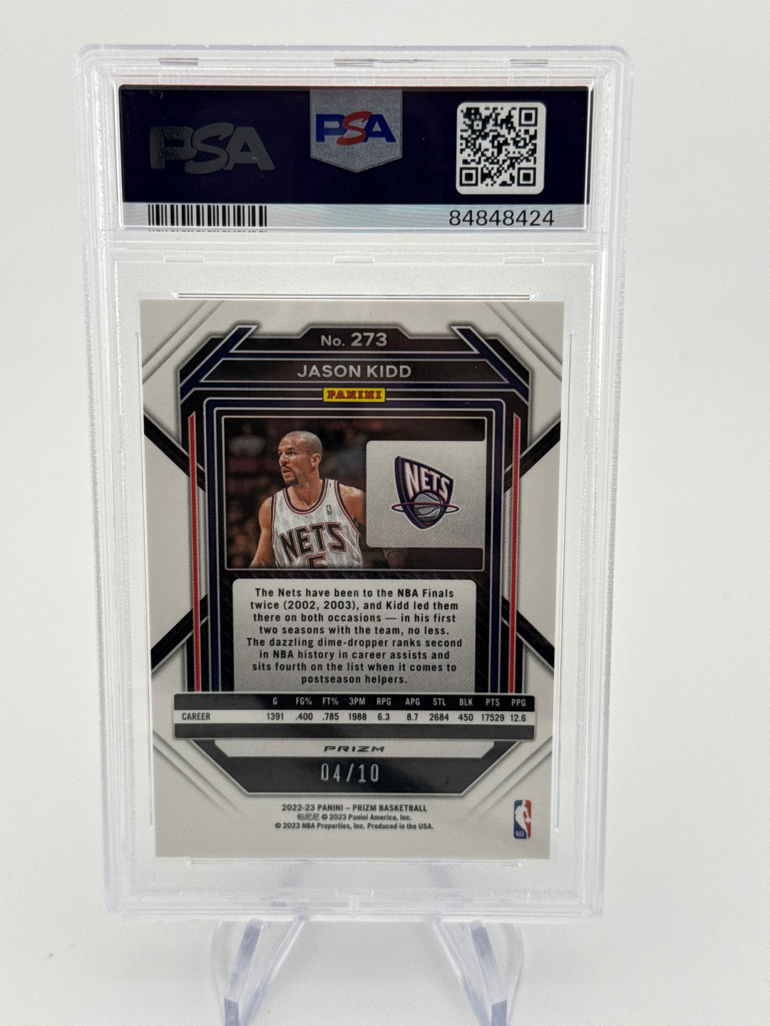 Jason Kidd 2022 Panini Prizm Gold Shimmer Prizm, 04/10, PSA 9 Mint