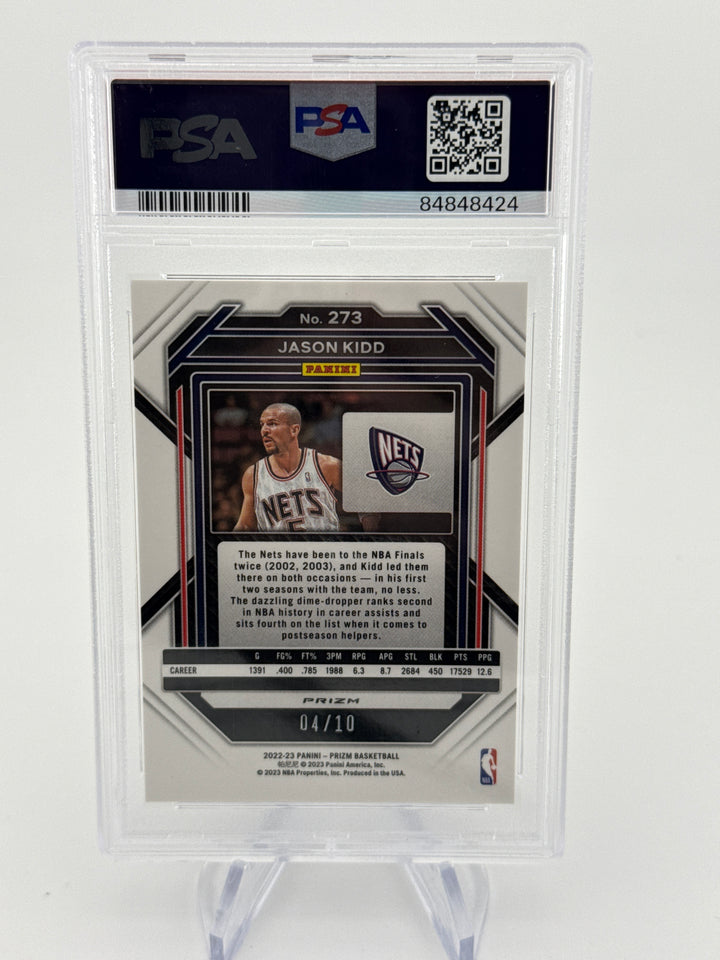 Jason Kidd 2022 Panini Prizm Gold Shimmer Prizm, 04/10, PSA 9 Mint