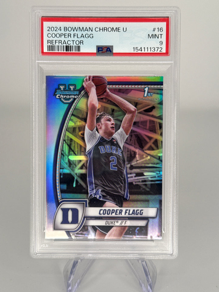 Cooper Flagg 2024 Bowman Chrome University 1st Bowman Refractor, PSA 9 Mint