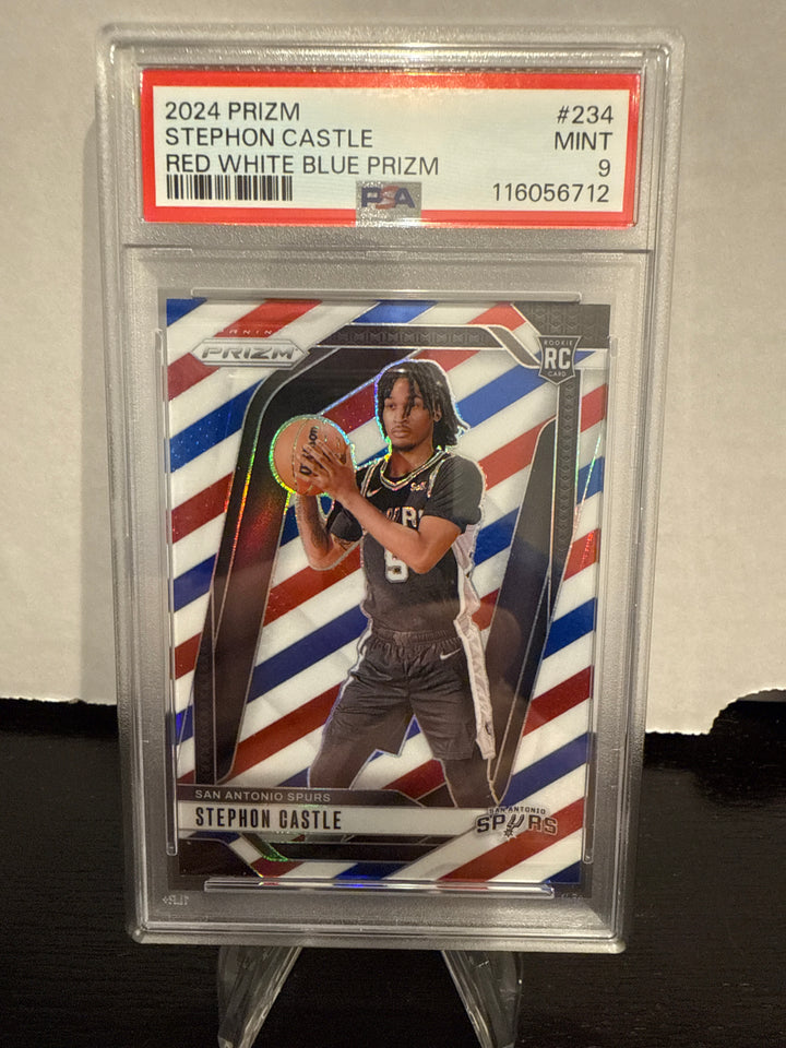Stephon Castle 2024 Panini Prizm Red/White/Blue Rookie, PSA 9 Mint