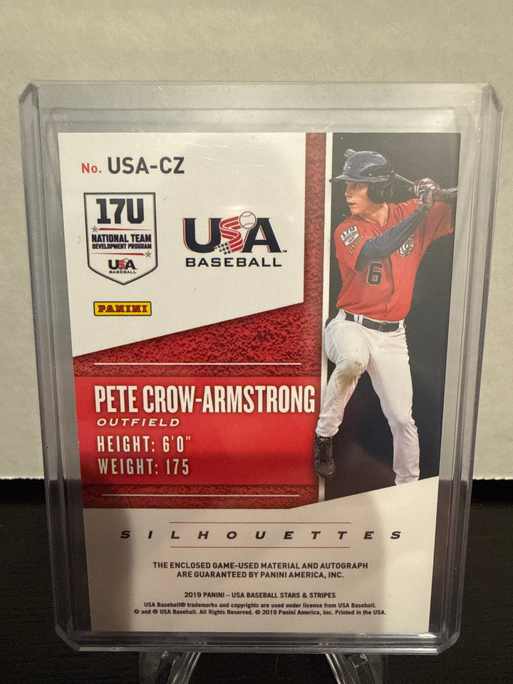 Pete Crow-Armstrong 2019 Panini USA Stars & Stripes Silhouettes Patch Auto, 117/199