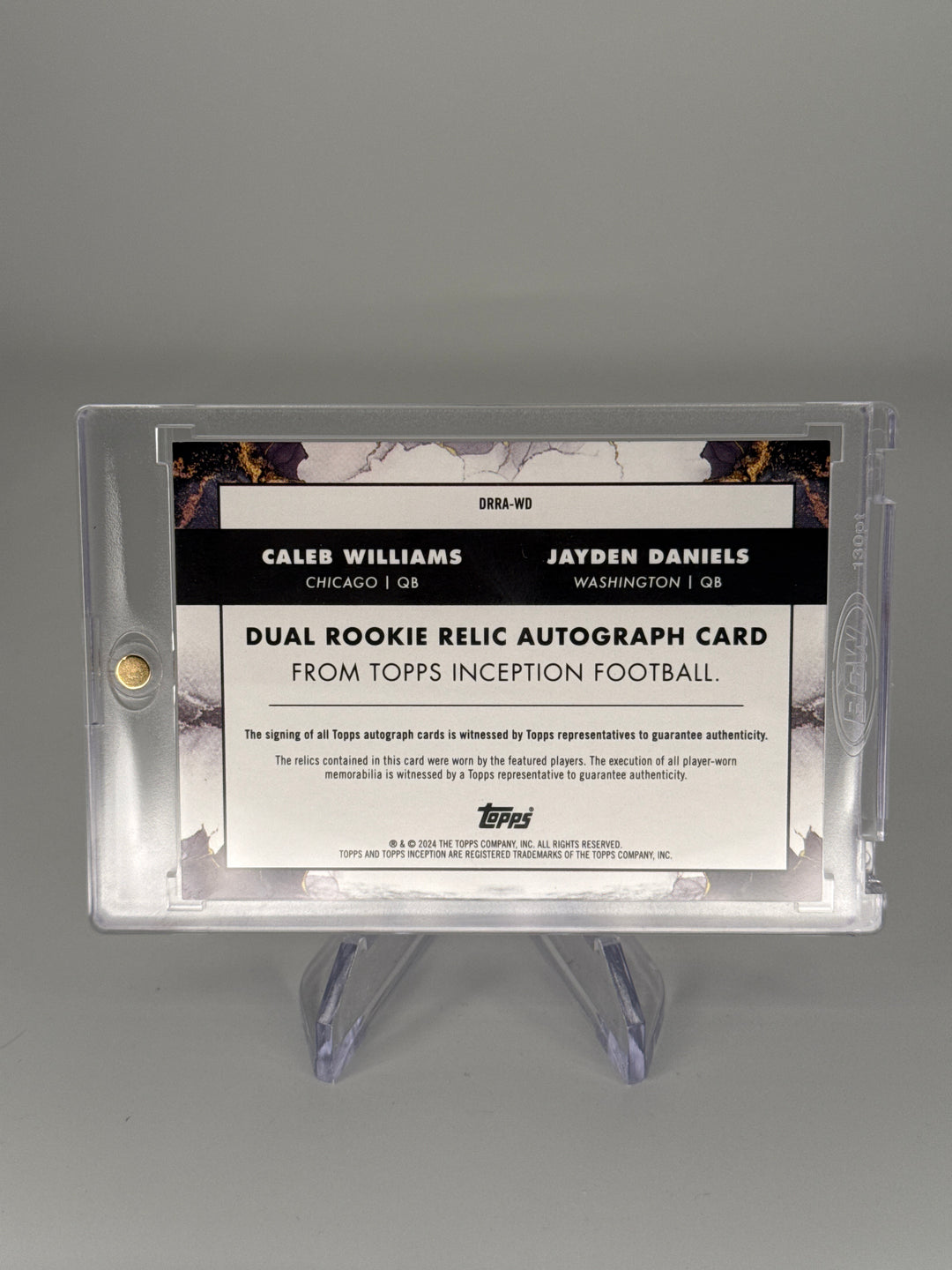 Caleb Williams/Jayden Daniels 2024 Topps Inception Rookie Dual Relic Auto Purple, 062/125
