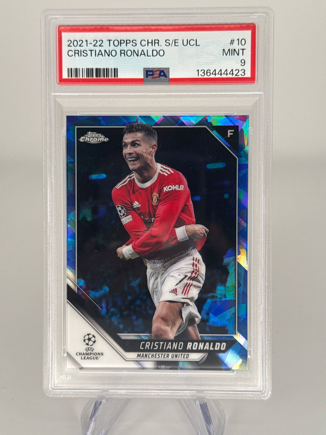 Cristiano Ronaldo 2021-2022 Topps Chrome Sapphire Edition Champions League, PSA 9 Mint