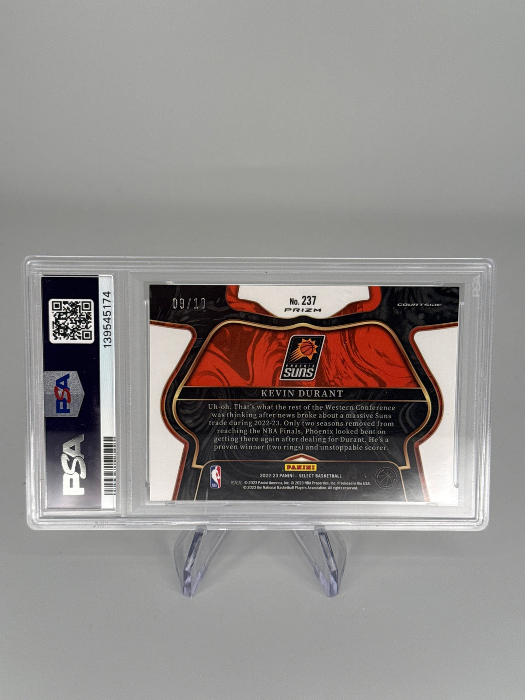 Kevin Durant 2022 Panini Select Courtside Gold Cracked Ice Prizm, 09/10, PSA 10 Gem Mint