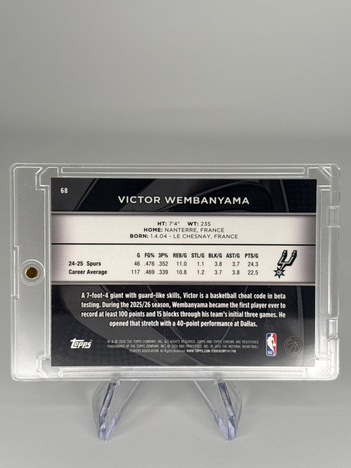 Victor Wembanyama 2026 Topps Chrome Black Green Wave Refractor, 93/99