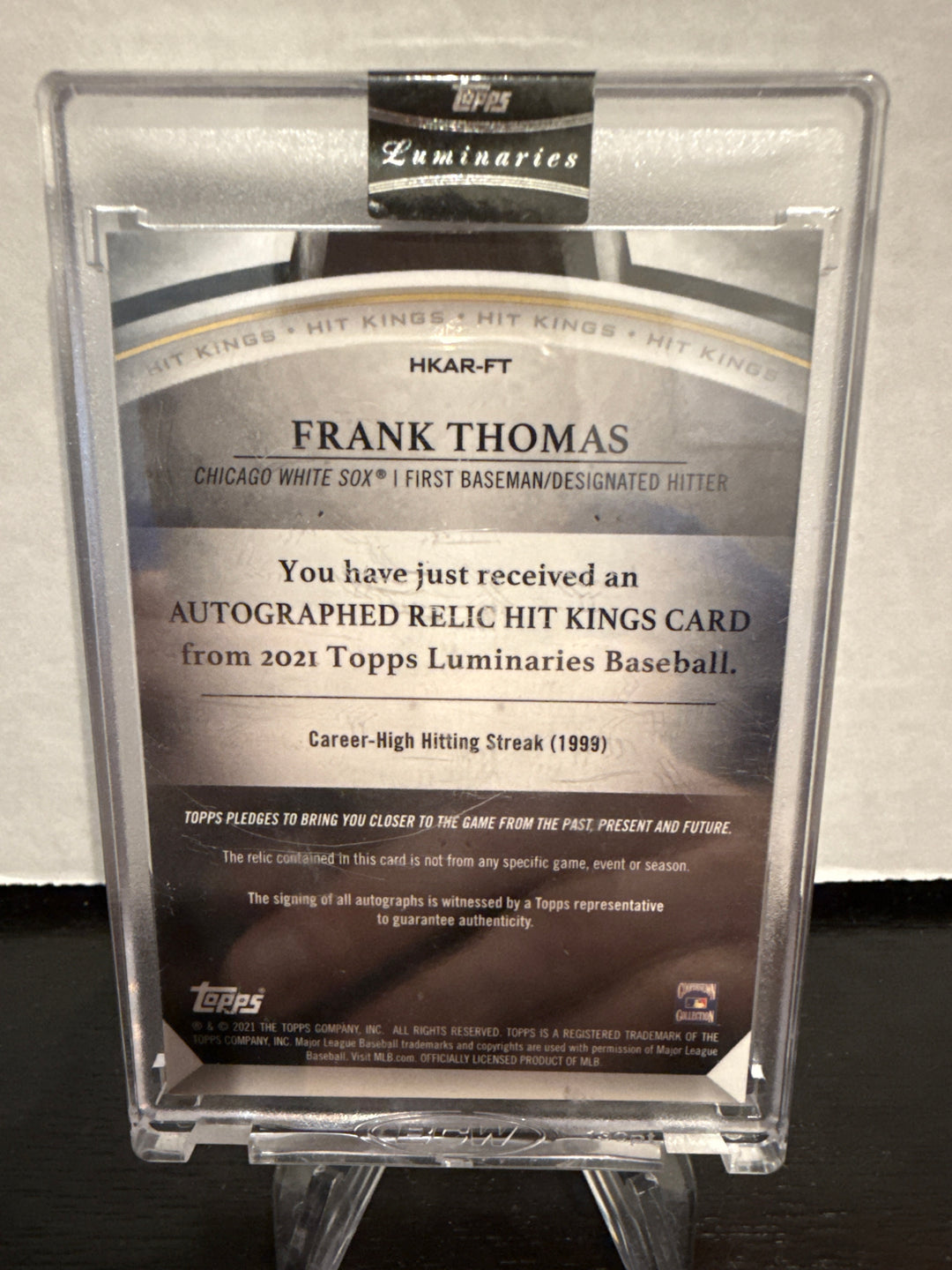 Frank Thomas 2021 Topps Luminaries Hit Kings Auto Relic, 03/15