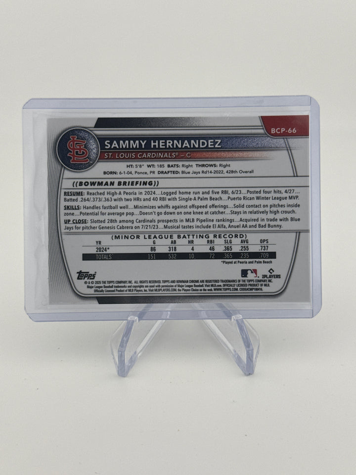 Sammy Hernandez 2025 Bowman Draft Chrome SSP Sunflower Seeds Refractor 1st