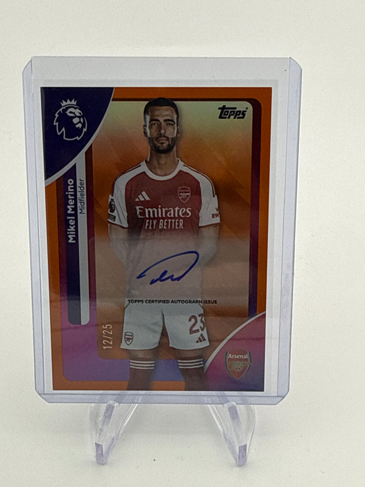 Mikel Merino 2025-2026 Topps Premier League Variation Auto Orange, 12/25