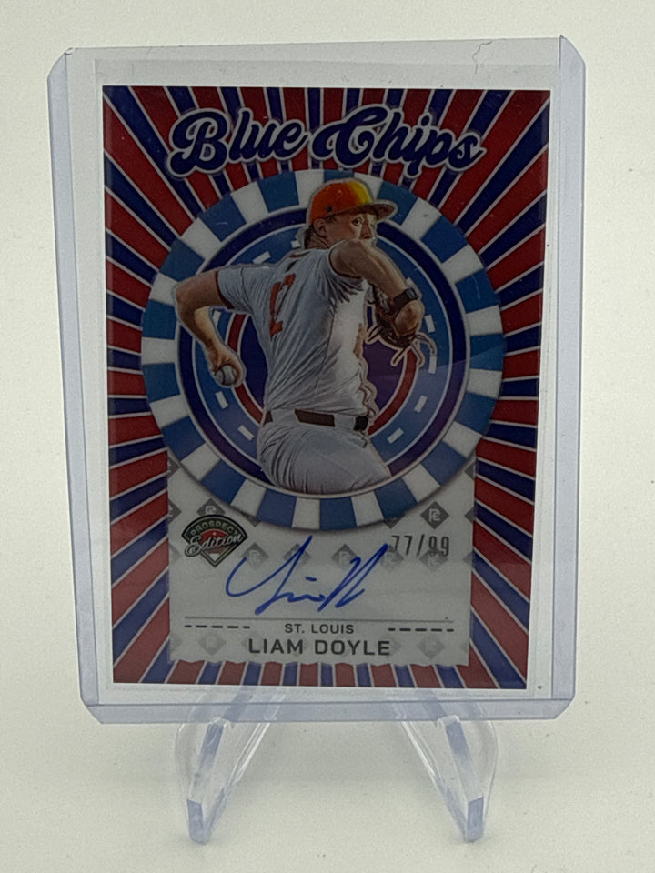 Liam Doyle 2025 Panini Prospect Edition Blue Chips Auto, 77/99