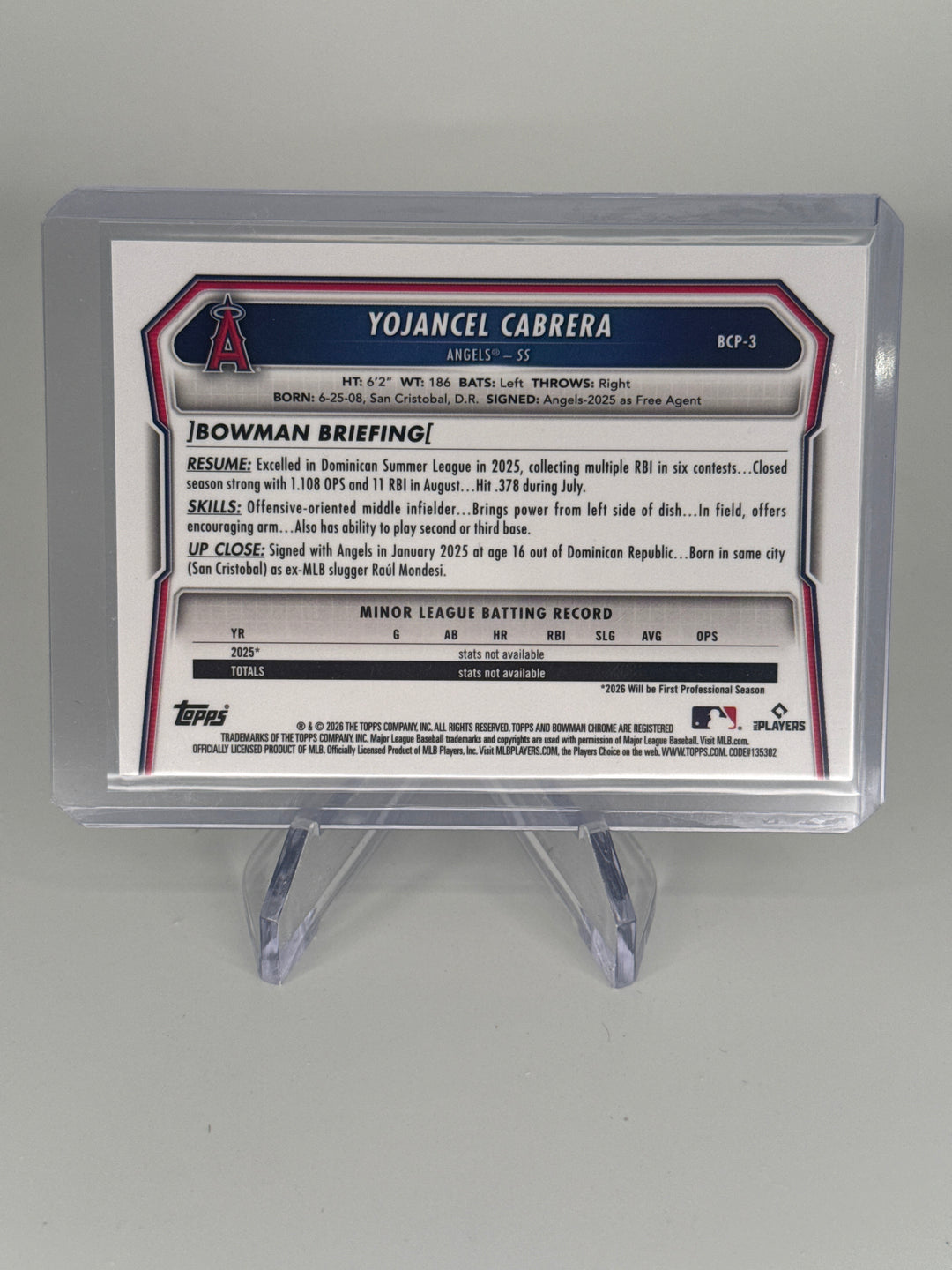 Yojancel Cabrera 2026 Bowman Chrome Black Geometric 1st Refractor, 06/10
