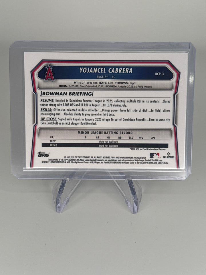 Yojancel Cabrera 2026 Bowman Chrome Black Geometric 1st Refractor, 06/10