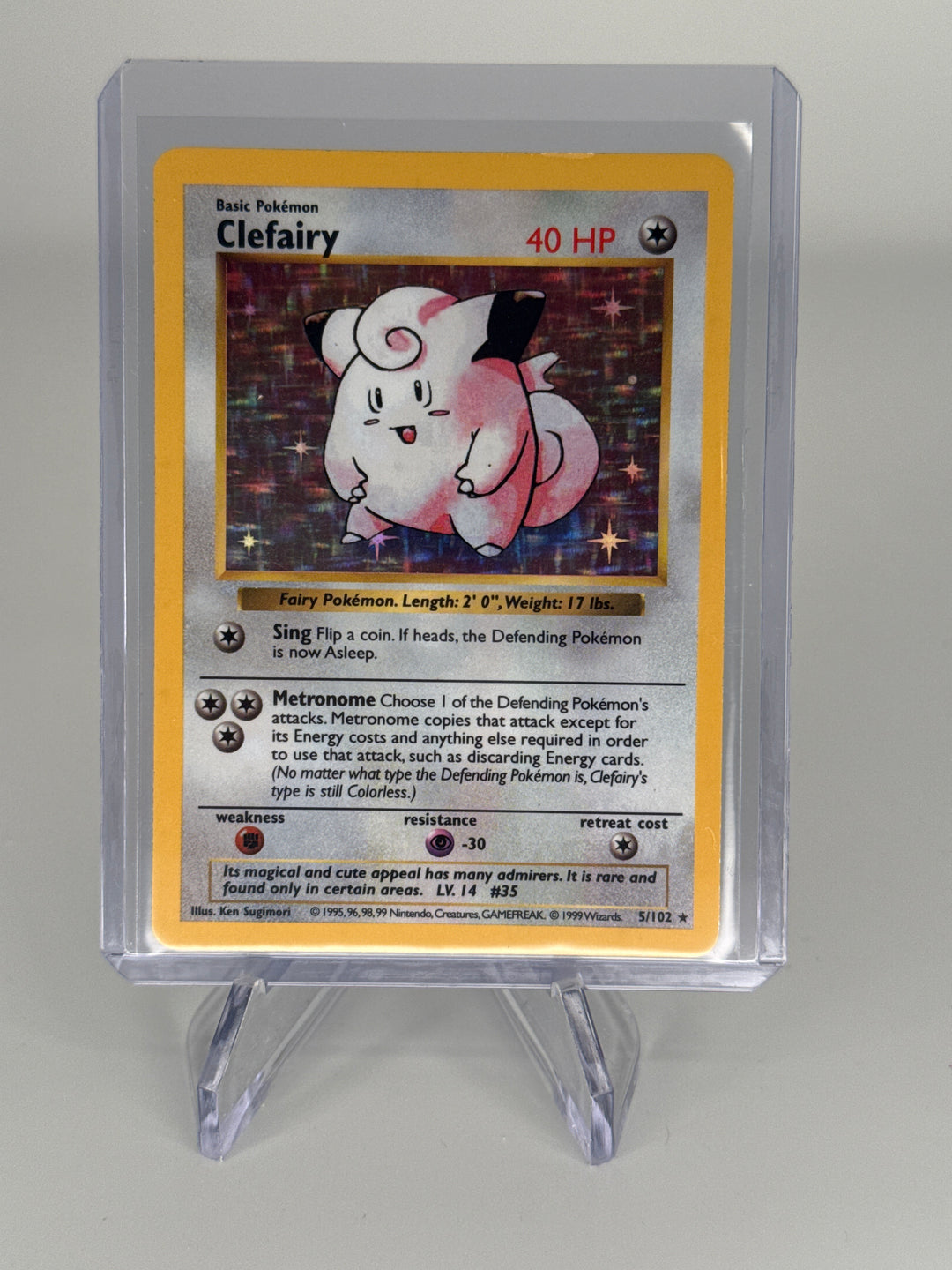 Pokemon TCG 1999 Clefairy Base Set Shadowless Holo, 5/102