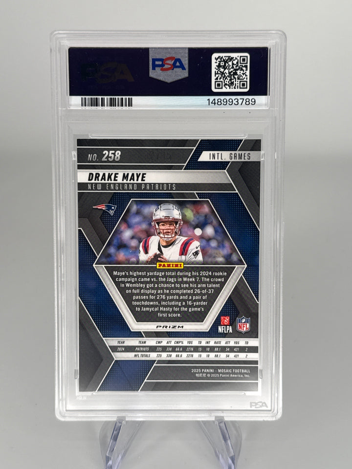 Drake Maye 2025 Panini Mosaic Tessellation Refractor, 12/15, PSA 9 Mint