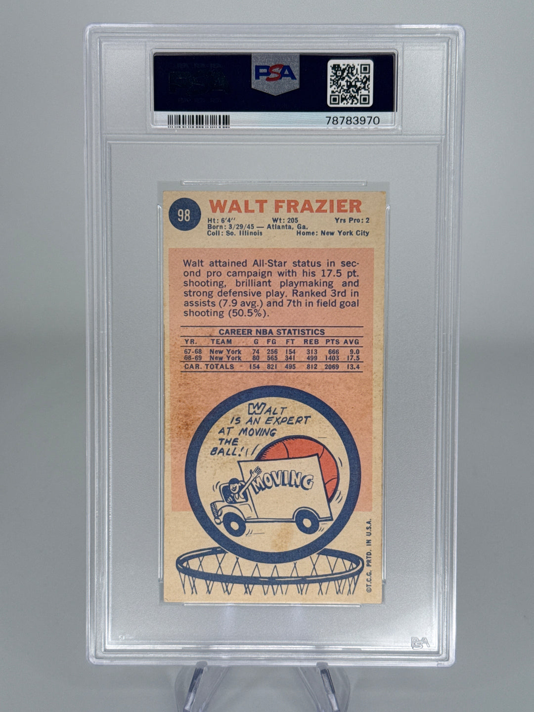 Walt Frazier 1969 Topps Multi Inscription Auto, PSA 10 Auto