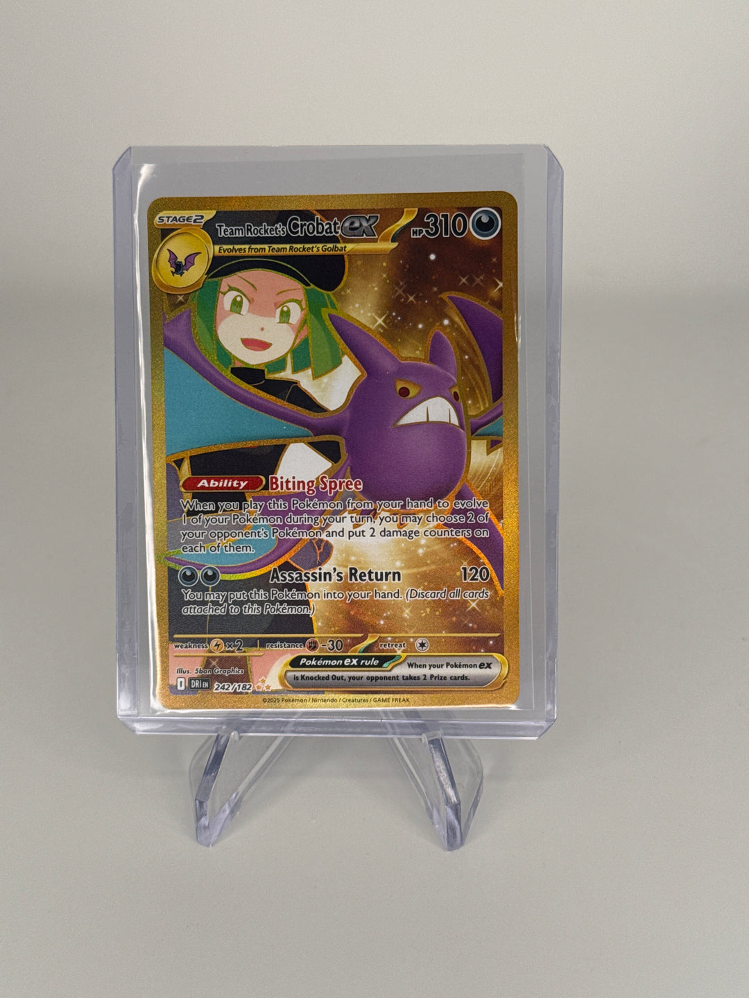 Pokemon TCG 2025 Team Rocket's Crobat Destined Rivals Gold Hyper Rare, 242/182