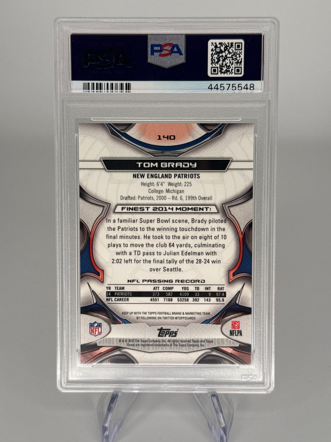 Tom Brady 2015 Topps Finest, PSA 10 Gem Mint