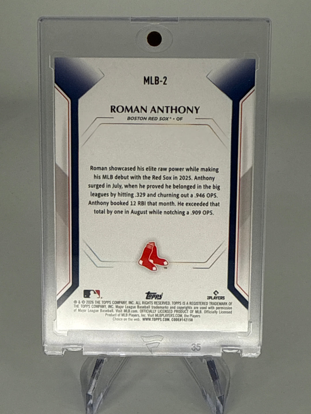 Roman Anthony 2026 Topps Collectors Kit Gold Foil Rookie, 47/50