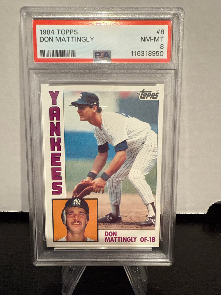 Don Mattingly 1984 Topps Rookie, PSA 8