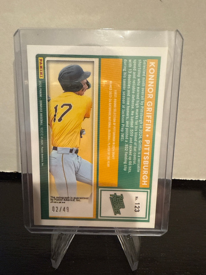Konnor Griffin 2025 Panini Donruss Optic Rated Prospect Purple Auto, 02/49