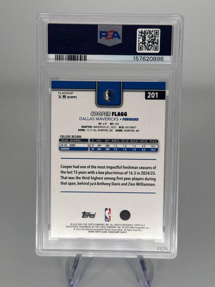 Cooper Flagg 2025 Topps Flagship Basketball Rainbow Foil Rookie, PSA 9 Mint