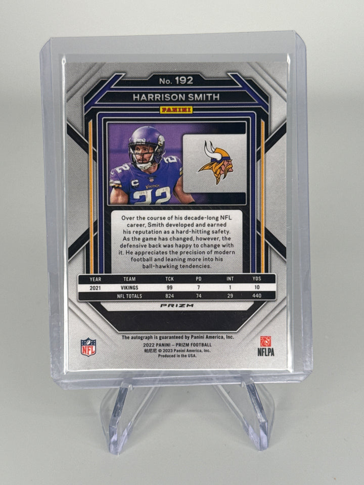 Harrison Smith 2022 Panini Prizm Silver Auto