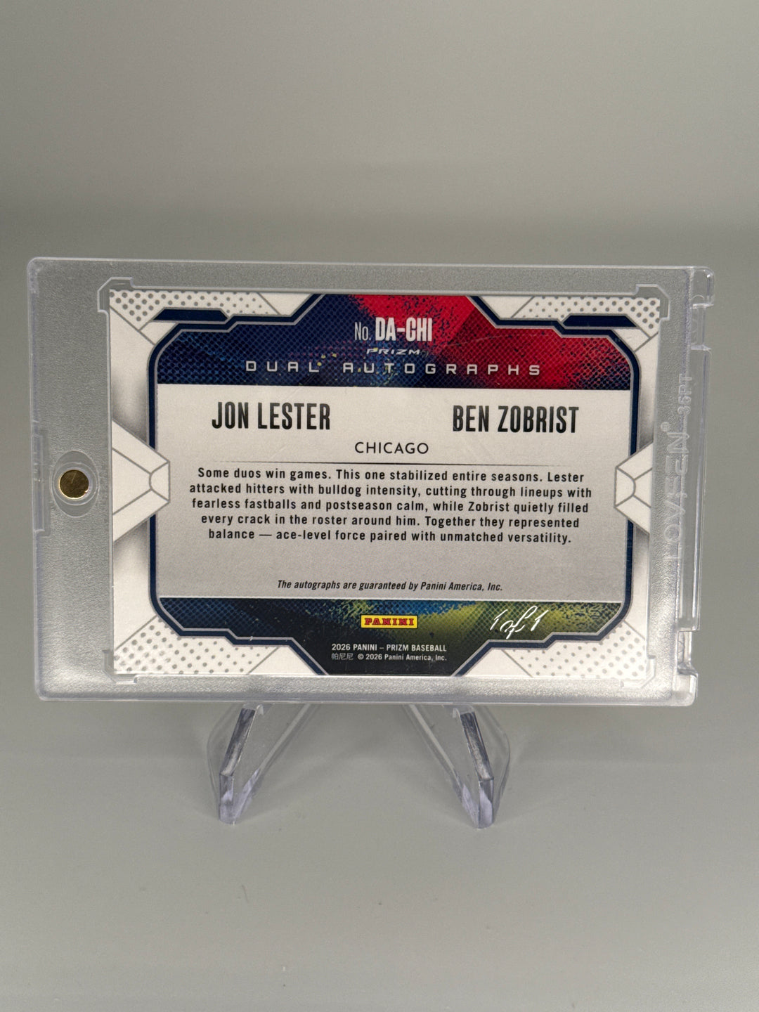 Jon Lester/Ben Zobrist 2026 Panini Prizm Gold Vinyl 1/1 Dual Auto