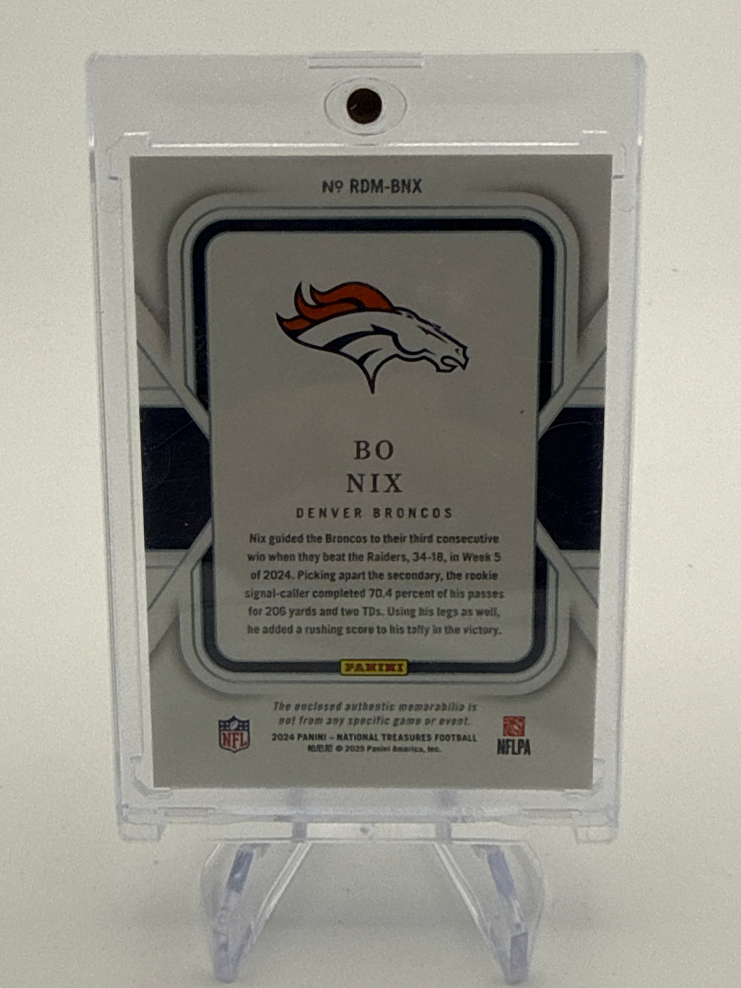 Bo Nix 2024 Panini National Treasures Silver Dual Rookie Relic, 24/25