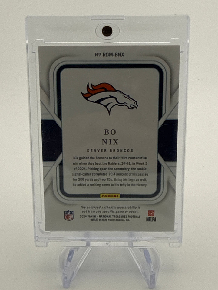 Bo Nix 2024 Panini National Treasures Silver Dual Rookie Relic, 24/25