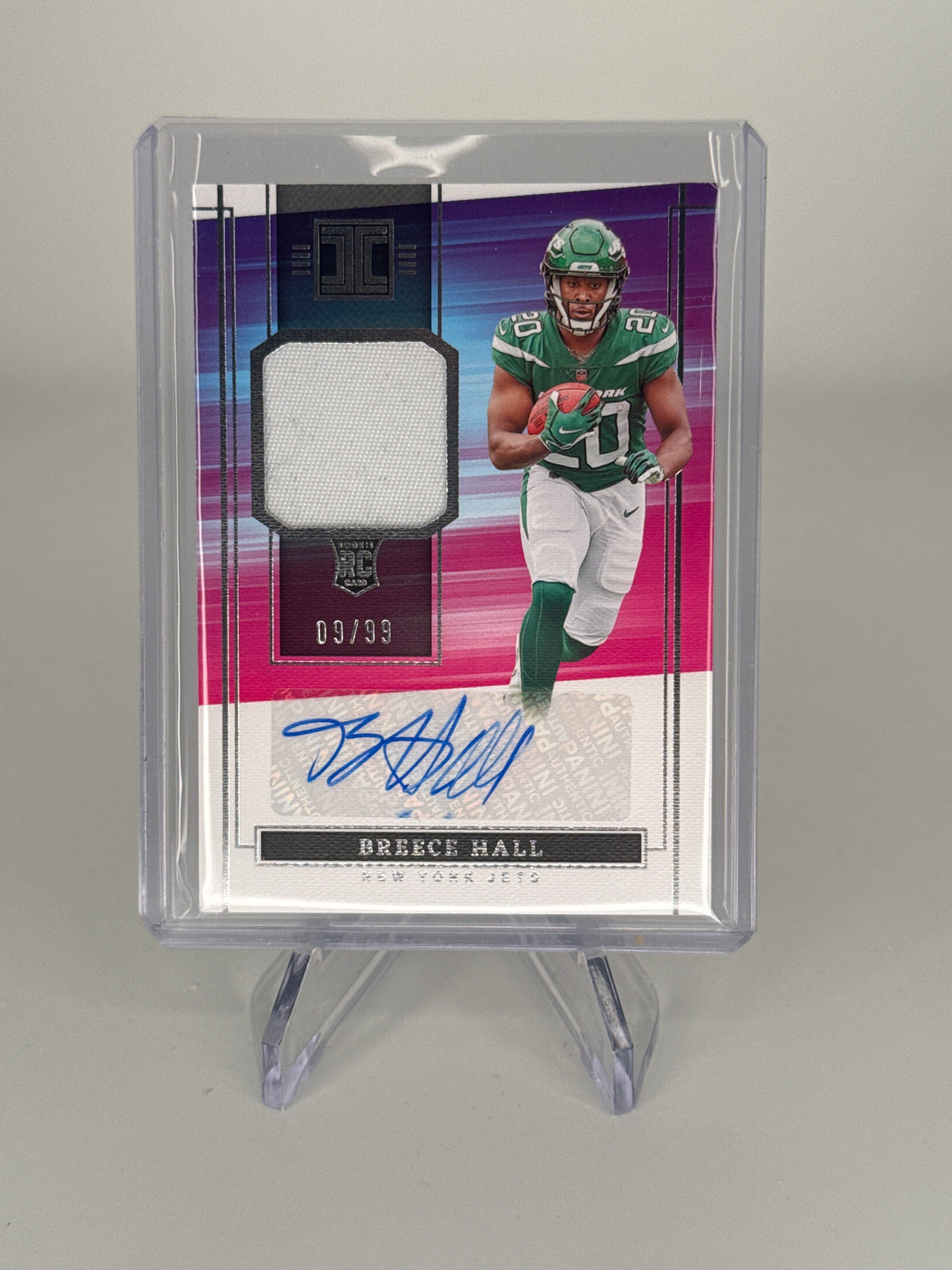 Breece Hall 2022 Panini Impeccable Rookie Patch Auto, 09/99