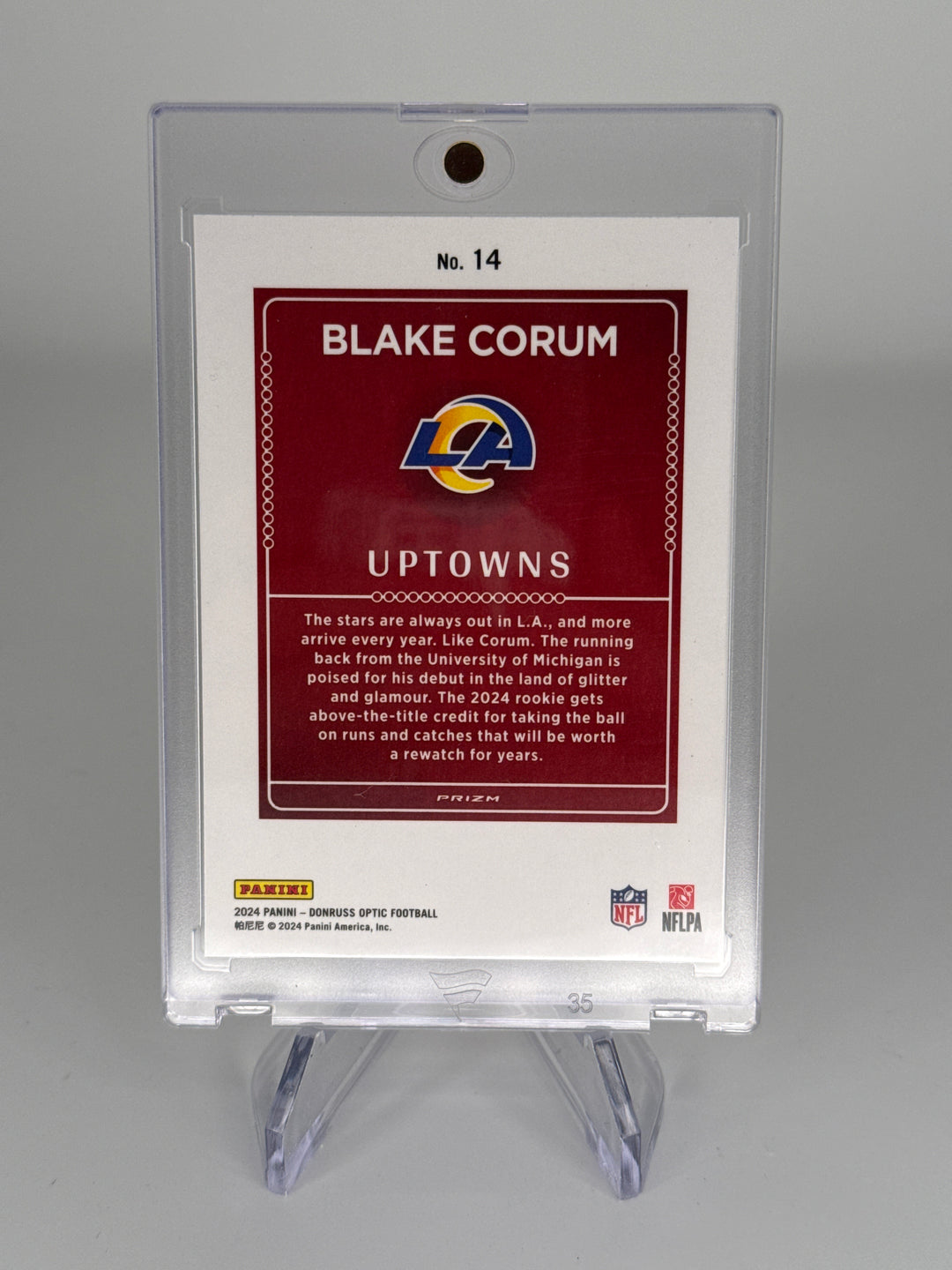 Blake Corum 2024 Panini Donruss Optic SSP Uptowns Case Hit Rookie