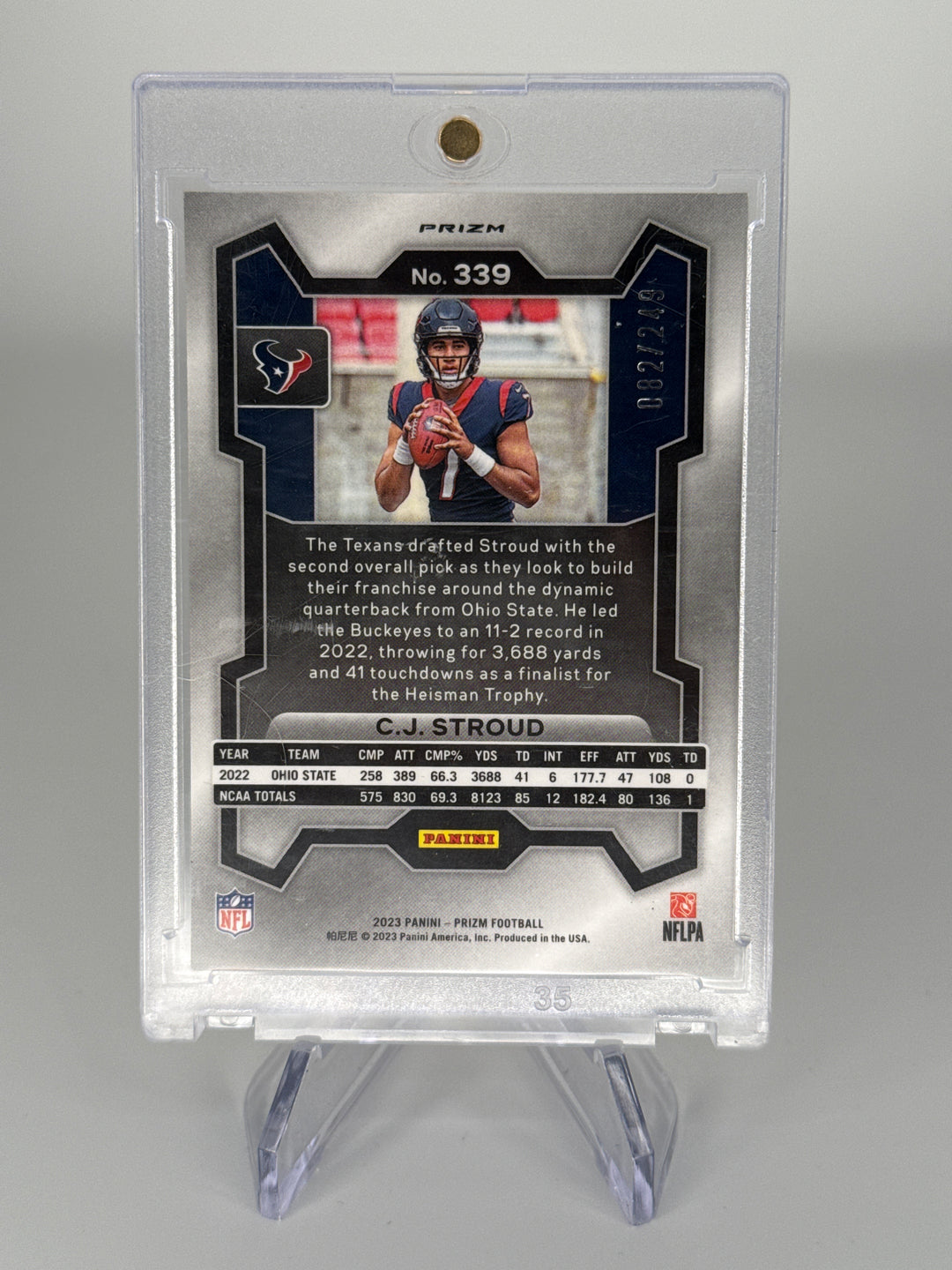 CJ Stroud 2023 Panini Prizm Orange Prizm Rookie, 082/249