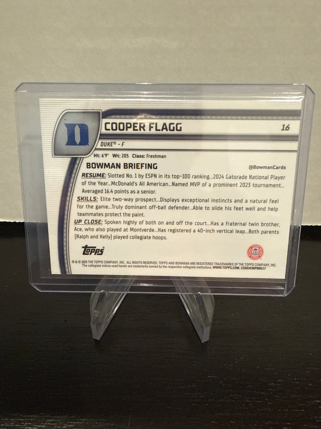 Cooper Flagg 2024 Bowman Chrome University 1st Bowman Green Shimmer Refractor