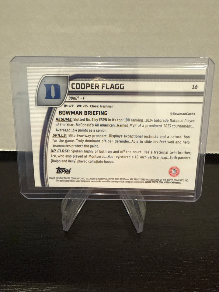 Cooper Flagg 2024 Bowman Chrome University 1st Bowman Green Shimmer Refractor